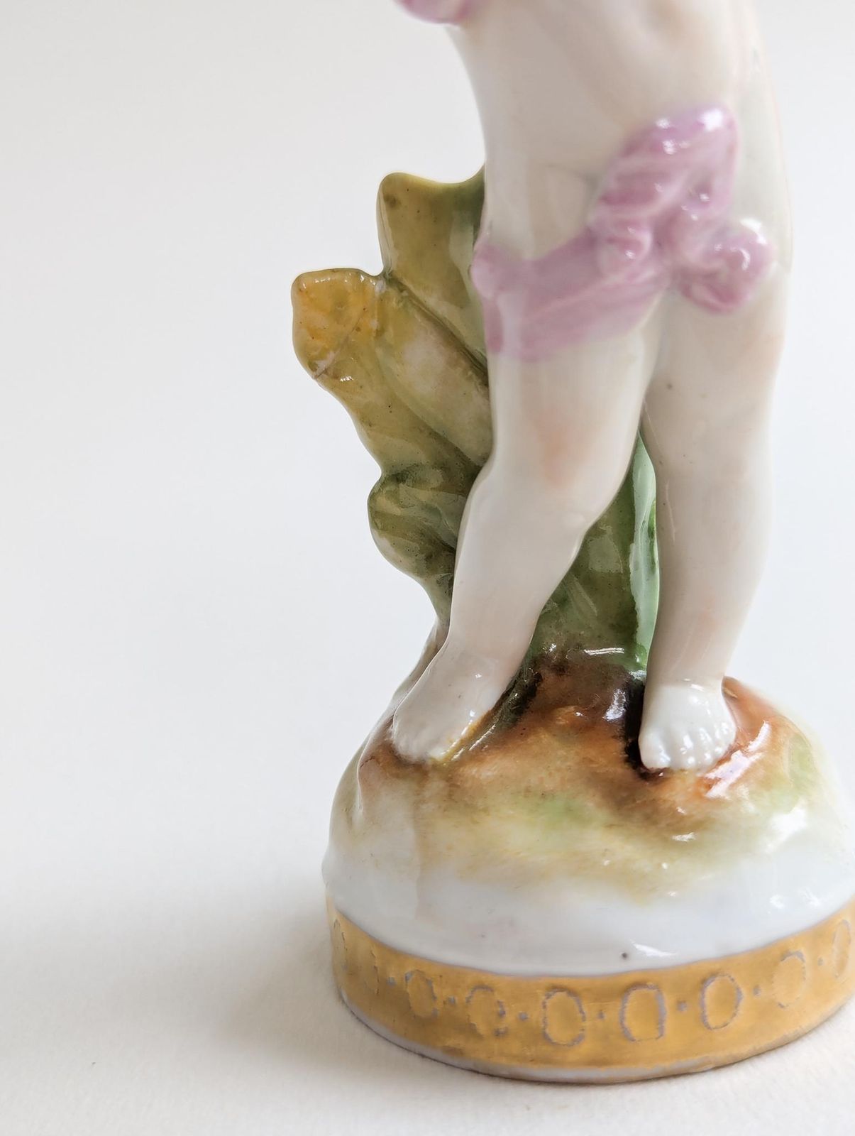 Antique Volkstedt Porcelain Figure Of Cherub With Seashell, Highly Collectable German Putti Figurine photo 100.0