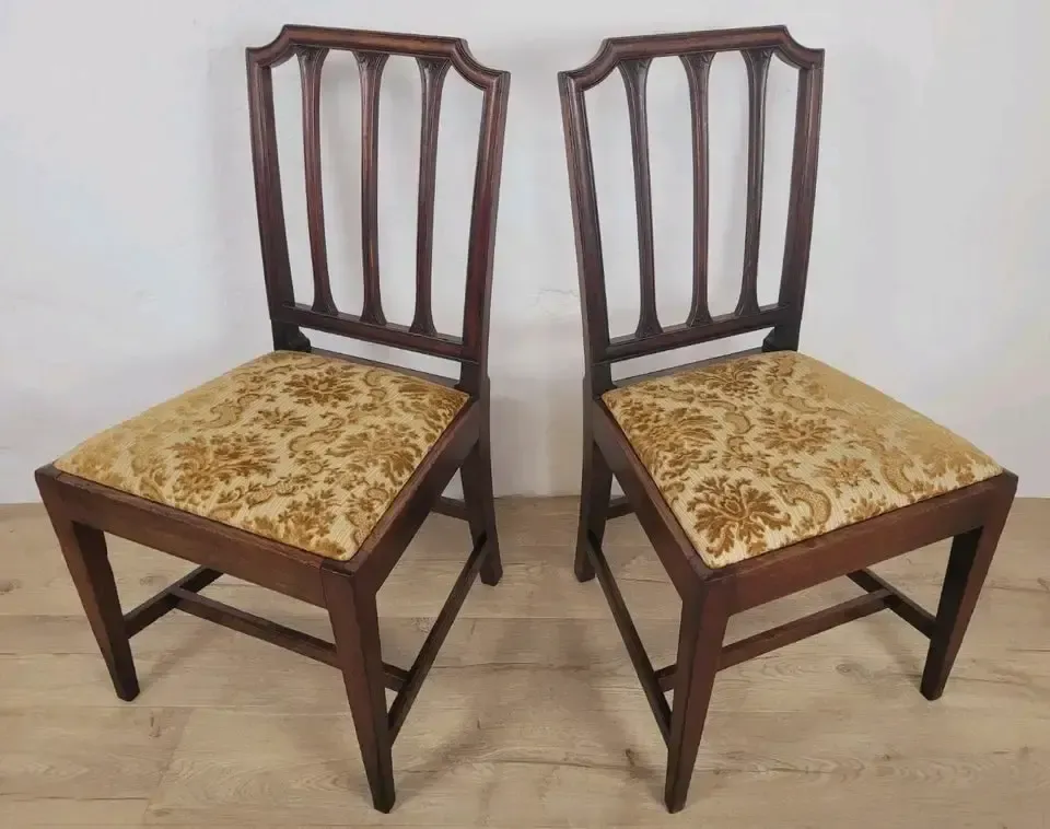 Victorian Dining Chairs Set 3 Carved Floral Upholstery 19thc photo for sale