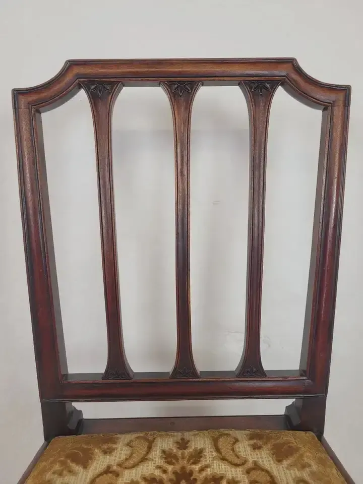 Victorian Dining Chairs Set 3 Carved Floral Upholstery 19thc photo vintage