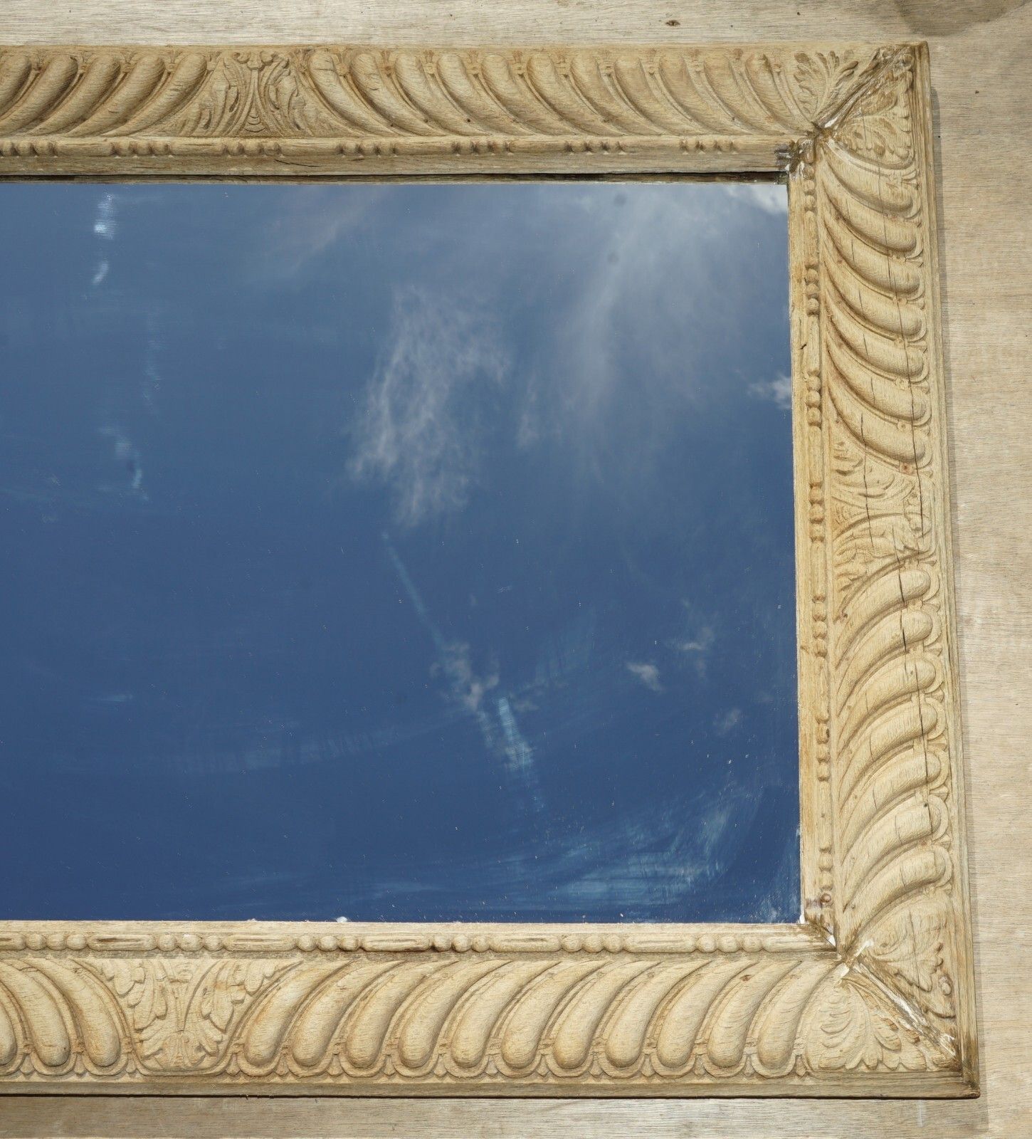 Home Decor Circa 1800 Hand Carved Limed Oak Wall Mirror With New Plate Glass Very Nice Look photo