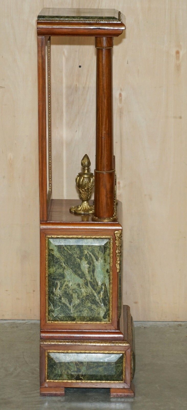 Home Decor Pair Of Antique Gilt Bronze Mounted Walnut Green Marble Topped Pedestal Stands photo