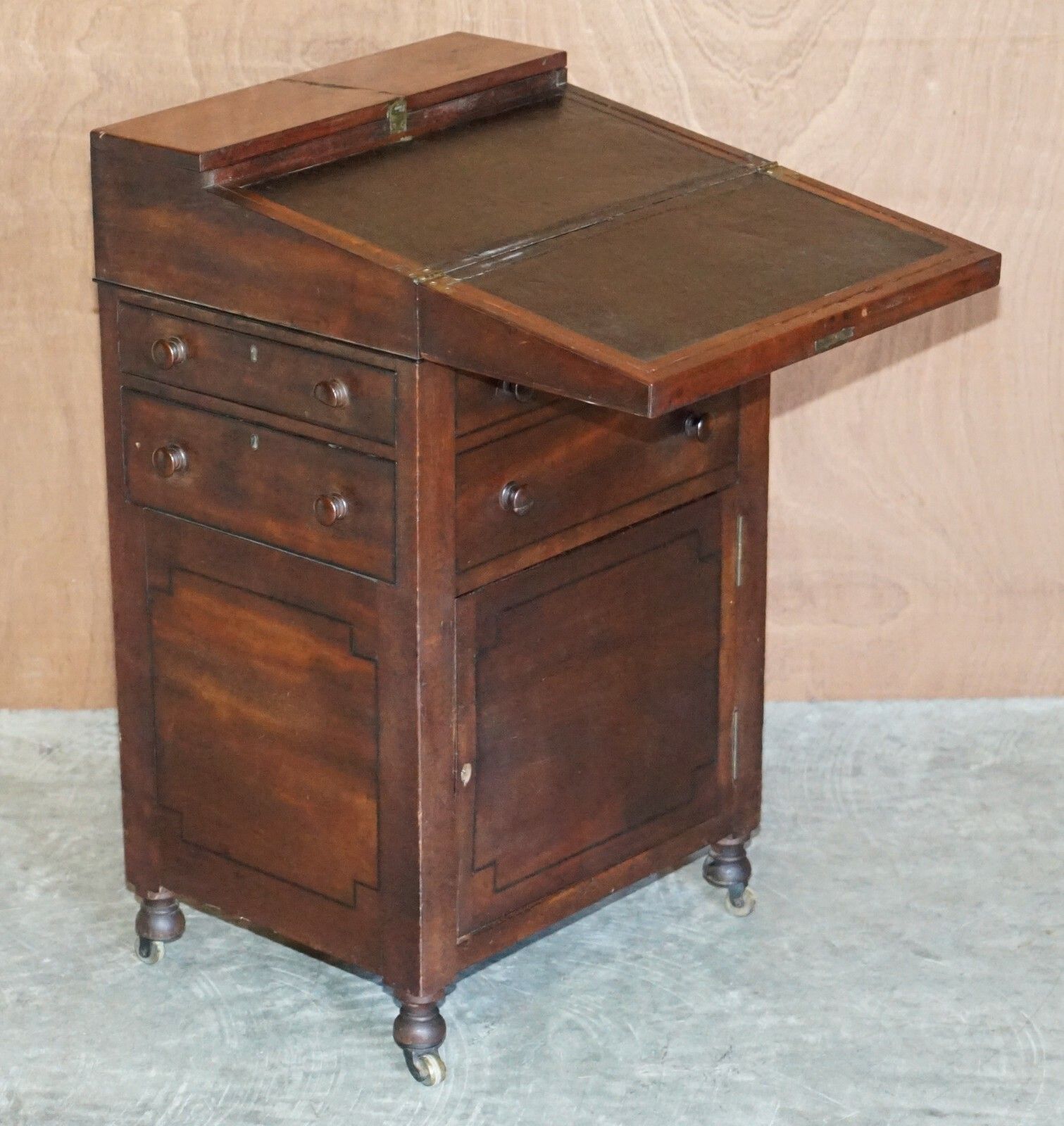 Rare Fine Antique Early Victorian Military Campaign Writing Slope Davenport Desk photo buy
