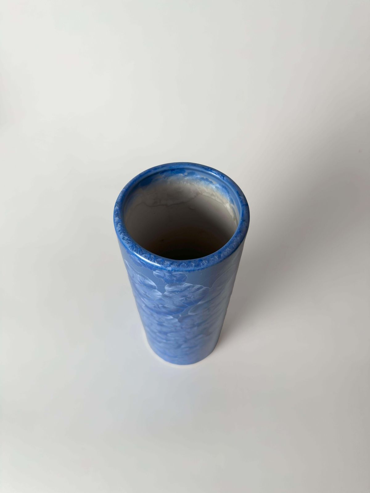 photo furniture Chinese Monochrome Cornflower Blue Spill Vase With Crystalline Glaze, Circa 1970