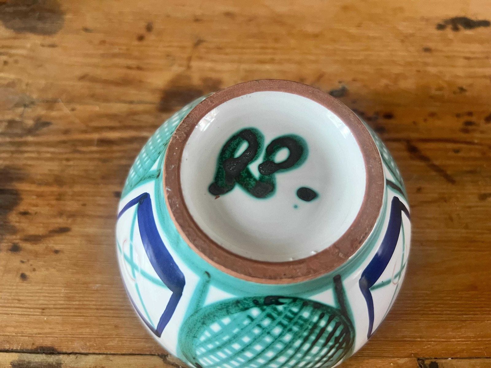Vintage Robert Picault Vallauris Hand Painted Ceramic Bowl | Mid Century Modern French Studio Pottery | Abstract Design Art Pottery | photo 68.0