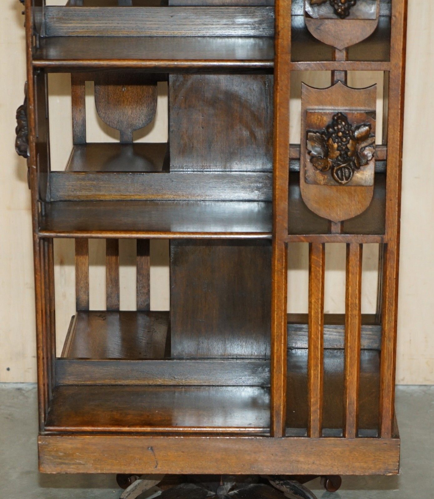 Extra Large Unique Antique Victorian Art Nouveau Hand Carved Revolving Bookcase photo vintage