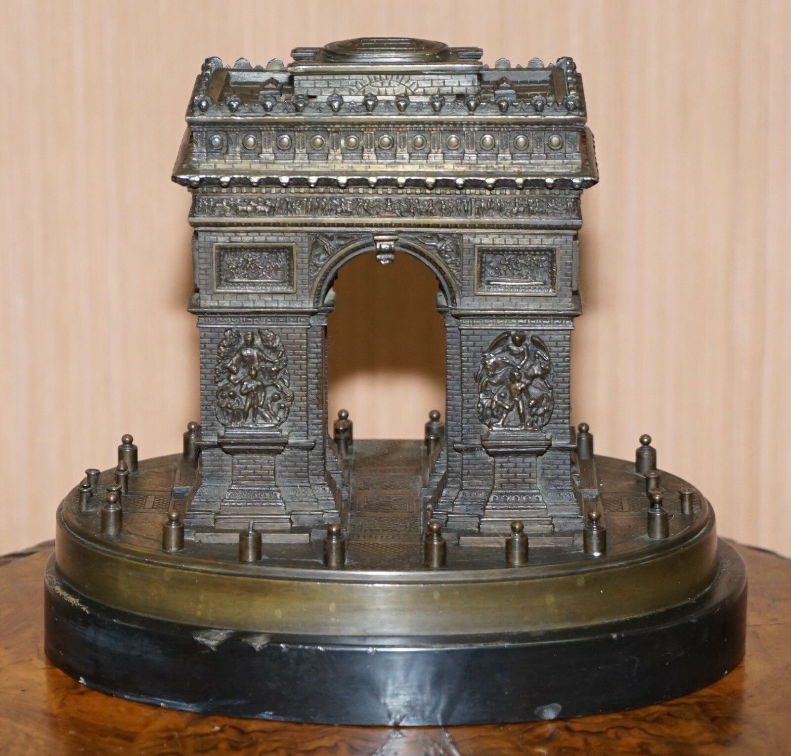 Art Rare 19th Century Leblanc Freres Grand Tour Bronze Statue Of The Arc De Triomph photo