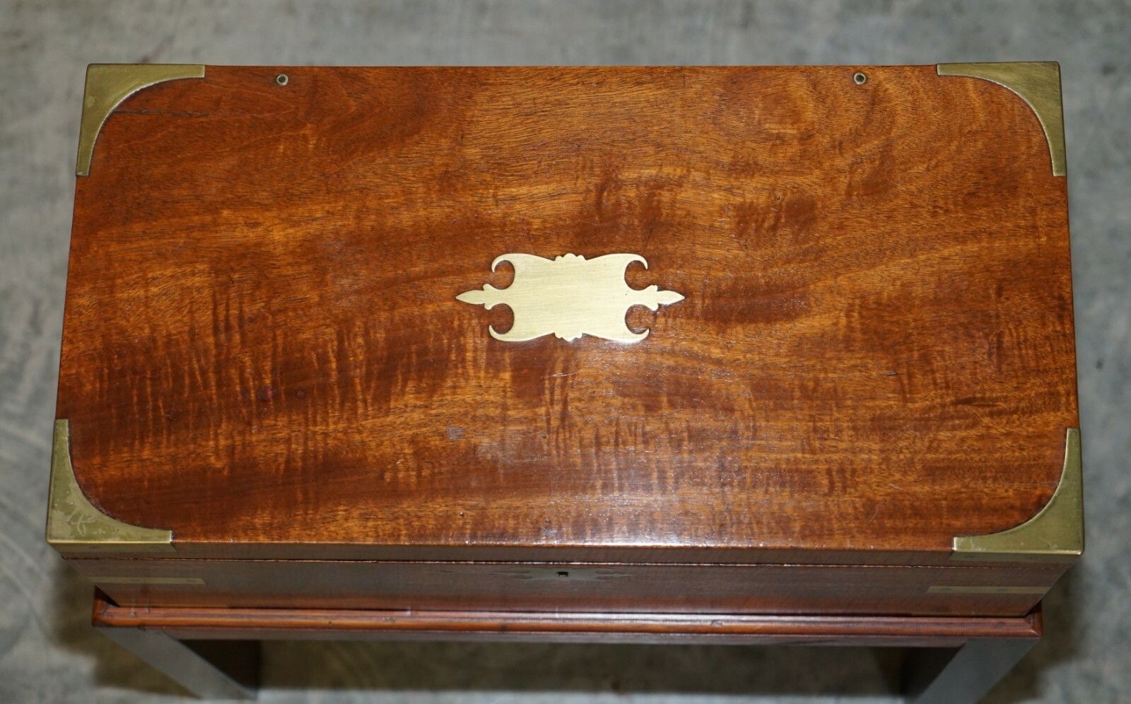 Exquisite Victorian Mahogany Military Campaign Writing Slope Desk & Later Stand photo Furniture