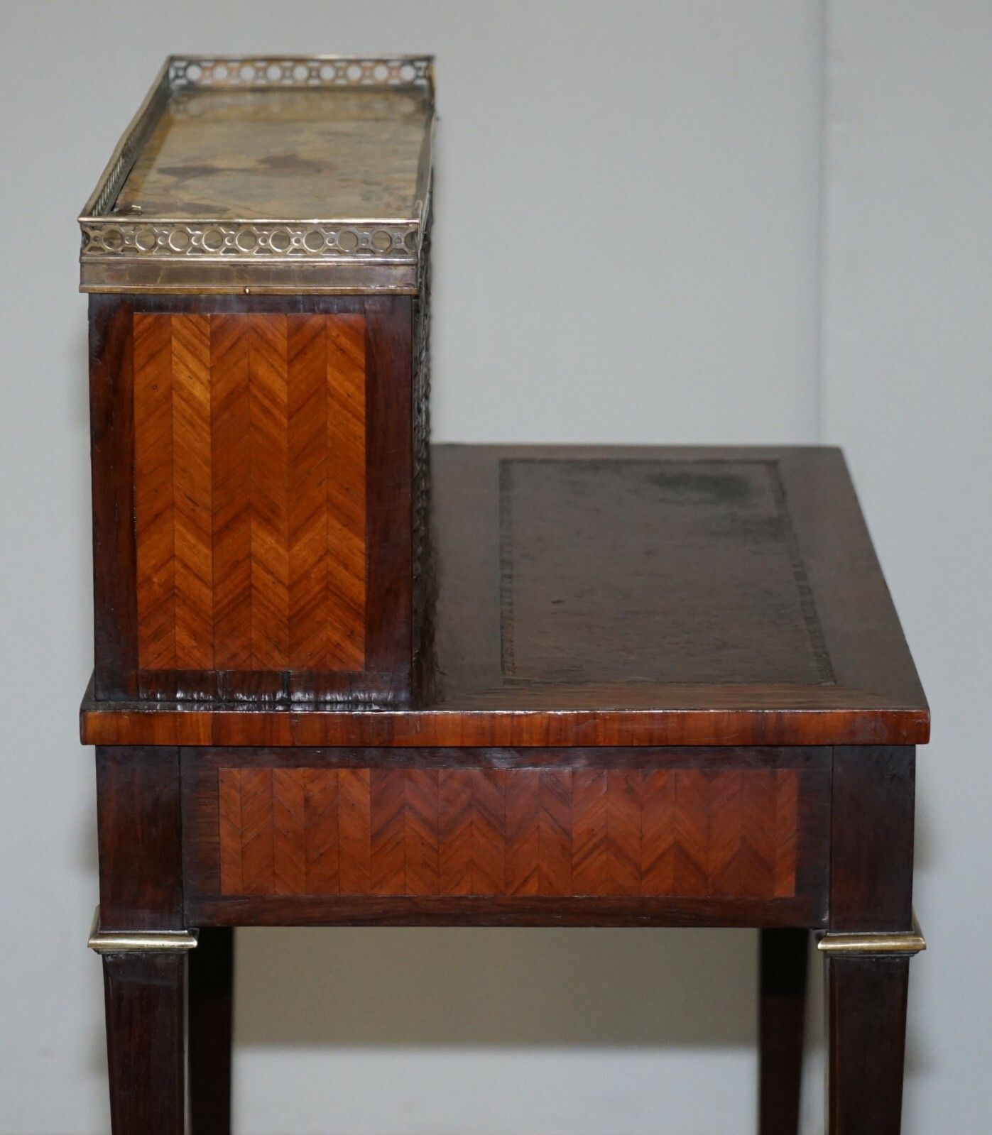 photo for sale Antique French Circa 1870 Bonheur Du Jour Rosewood Marble Desk Bureau Faux Books