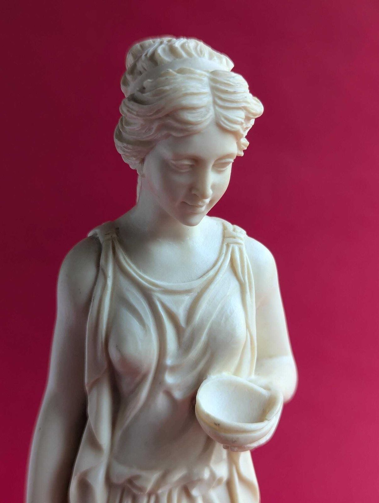 Vintage Italian Goddess Figurine, 1960s Neoclassical Amilcare Santini Statue, Alabaster And Marble Base photo for sale