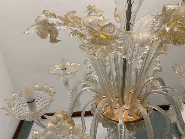 Large Venetian Murano Glass Chandelier 1960’s photo vinterior