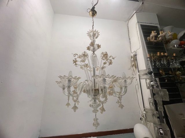 photo vinterior Large Venetian Murano Glass Chandelier 1960’s