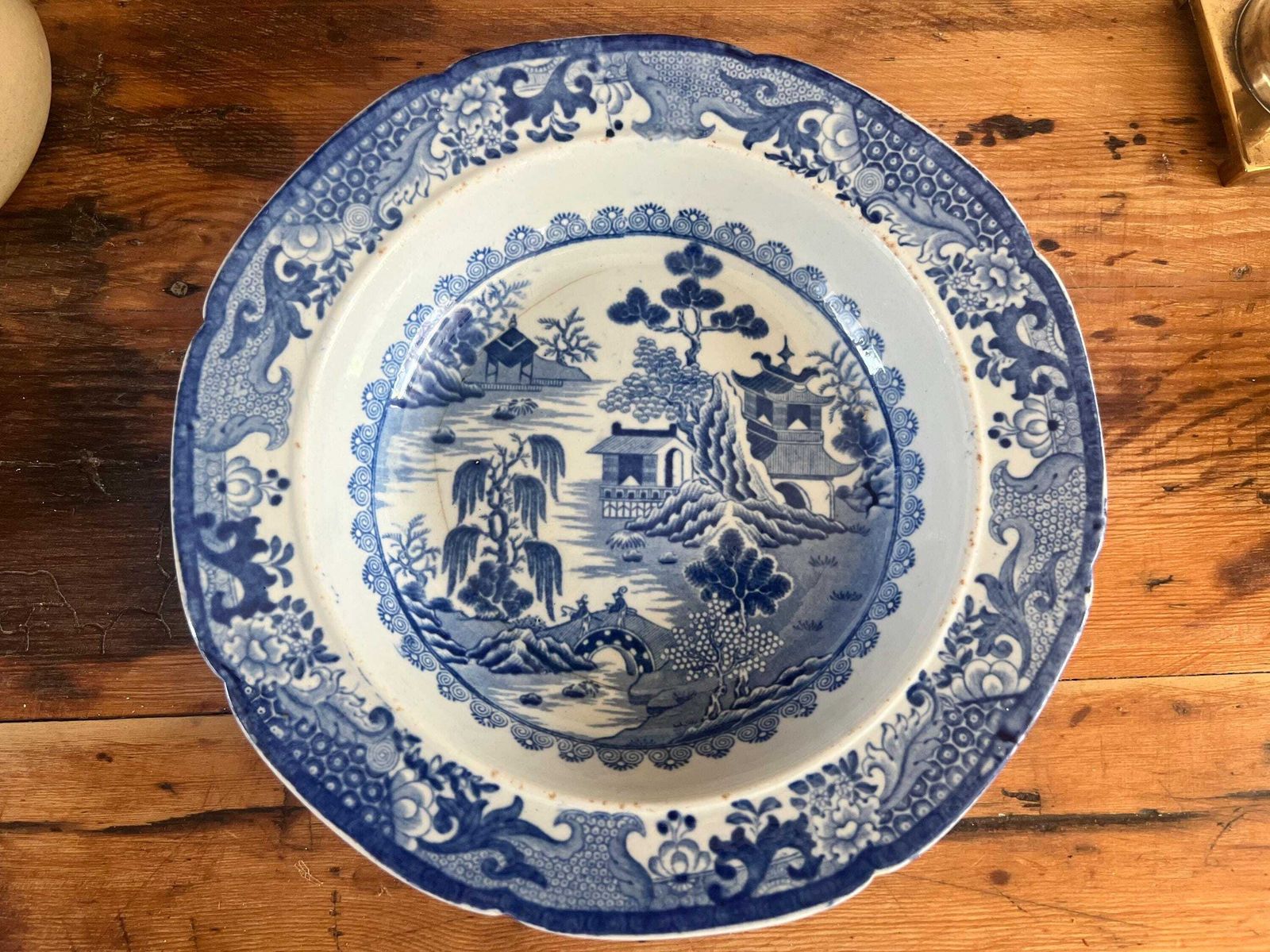 Rare Antique Mason's Patent Ironstone China Dish Bowl | Blue And White Chinoiserie Circa 1820 | Collectible English Ironstone Serving Plate