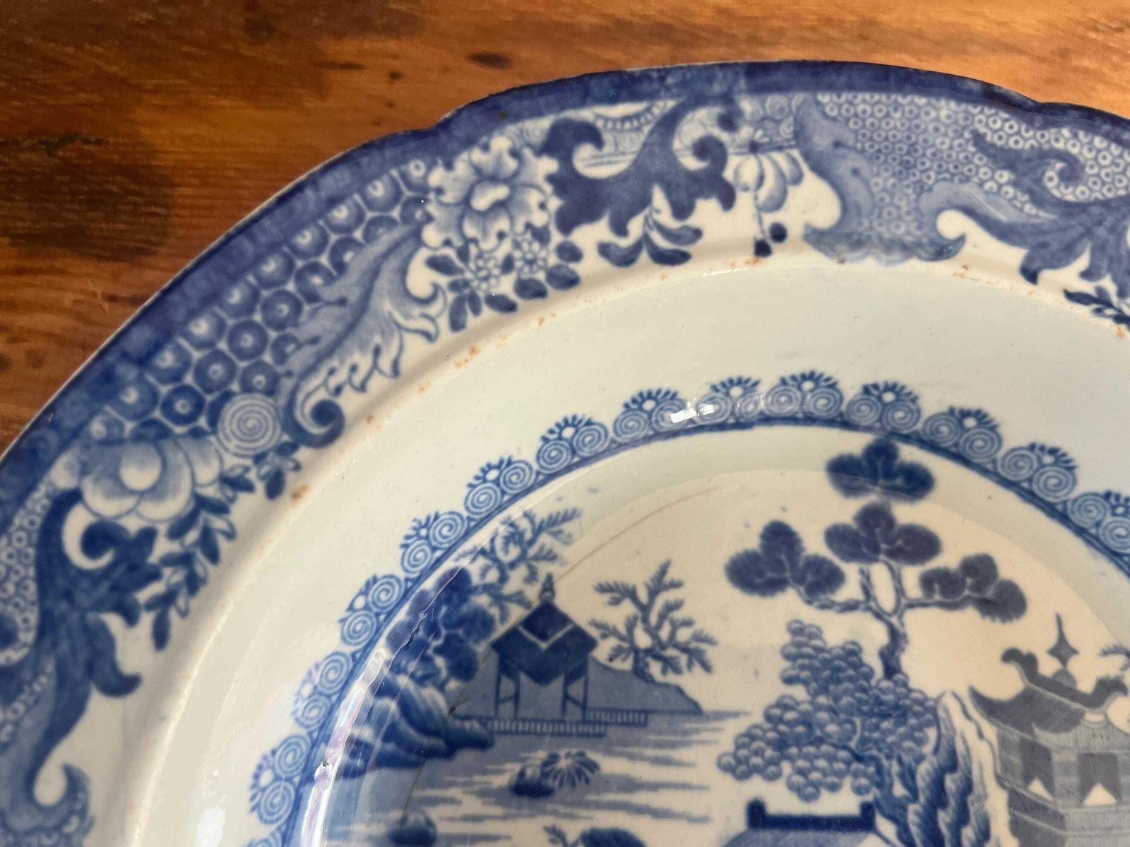 Rare Antique Mason's Patent Ironstone China Dish Bowl | Blue And White Chinoiserie Circa 1820 | Collectible English Ironstone Serving Plate photo 55.0
