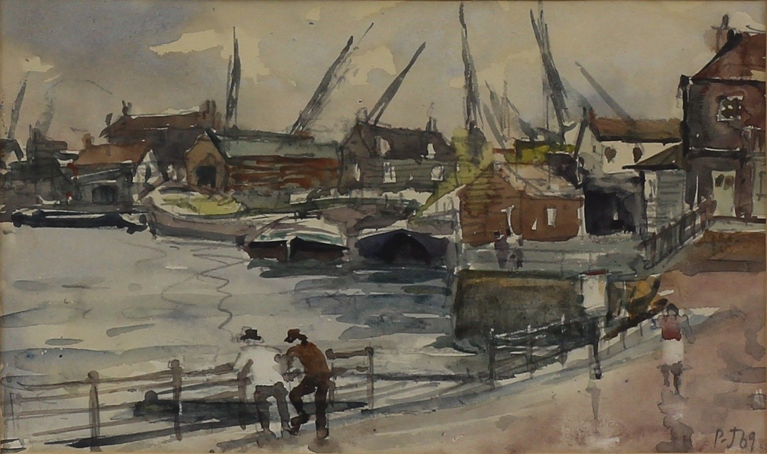 Watercolour By Llewellyn Petley Jones. Richmond Harbour Scene photo furniture