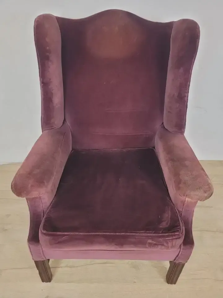 Victorian Wingback Armchair Velvet Purple 19thc Upholstered Delivery Available photo 260.0