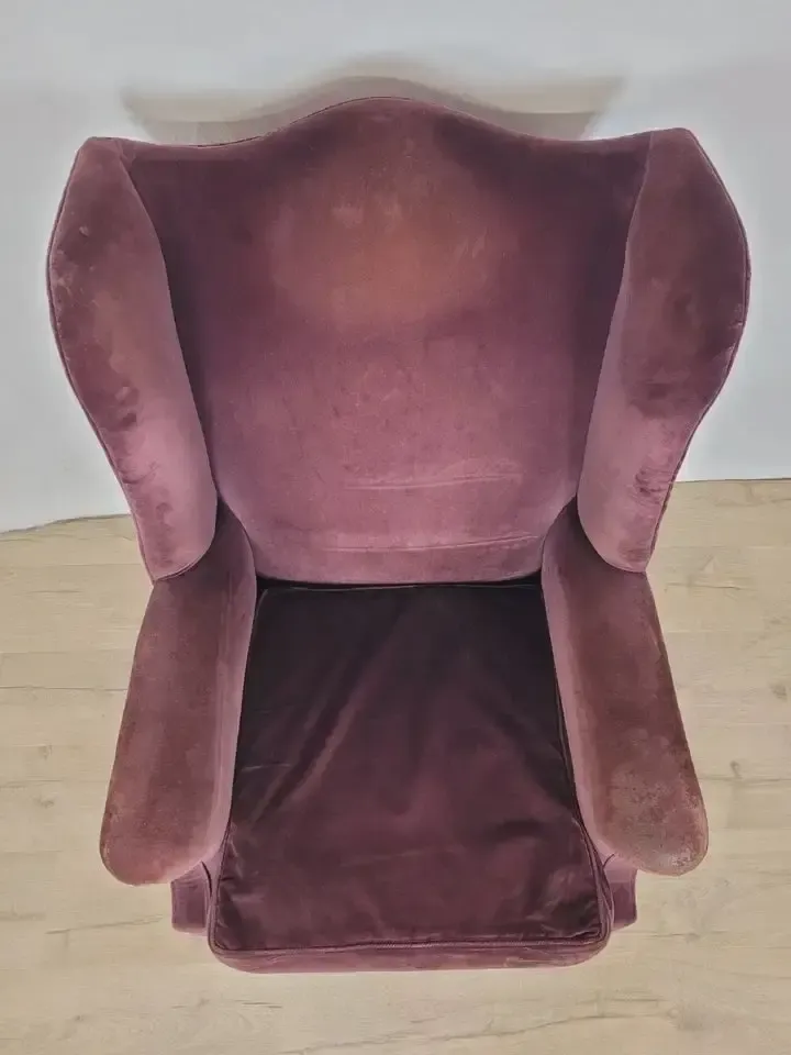 Furniture Victorian Wingback Armchair Velvet Purple 19thc Upholstered Delivery Available photo
