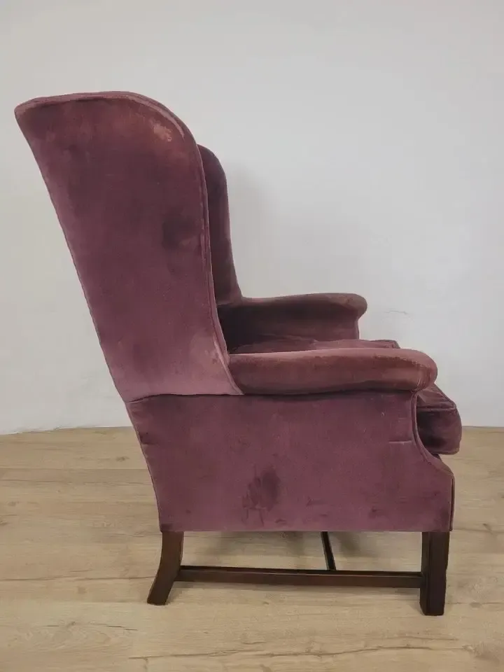 photo buy Victorian Wingback Armchair Velvet Purple 19thc Upholstered Delivery Available