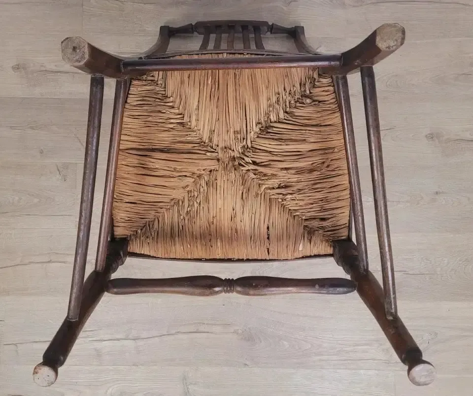photo buy 19th Century Armchair Ash & Elm Country Rush Seat Antique Postage Available