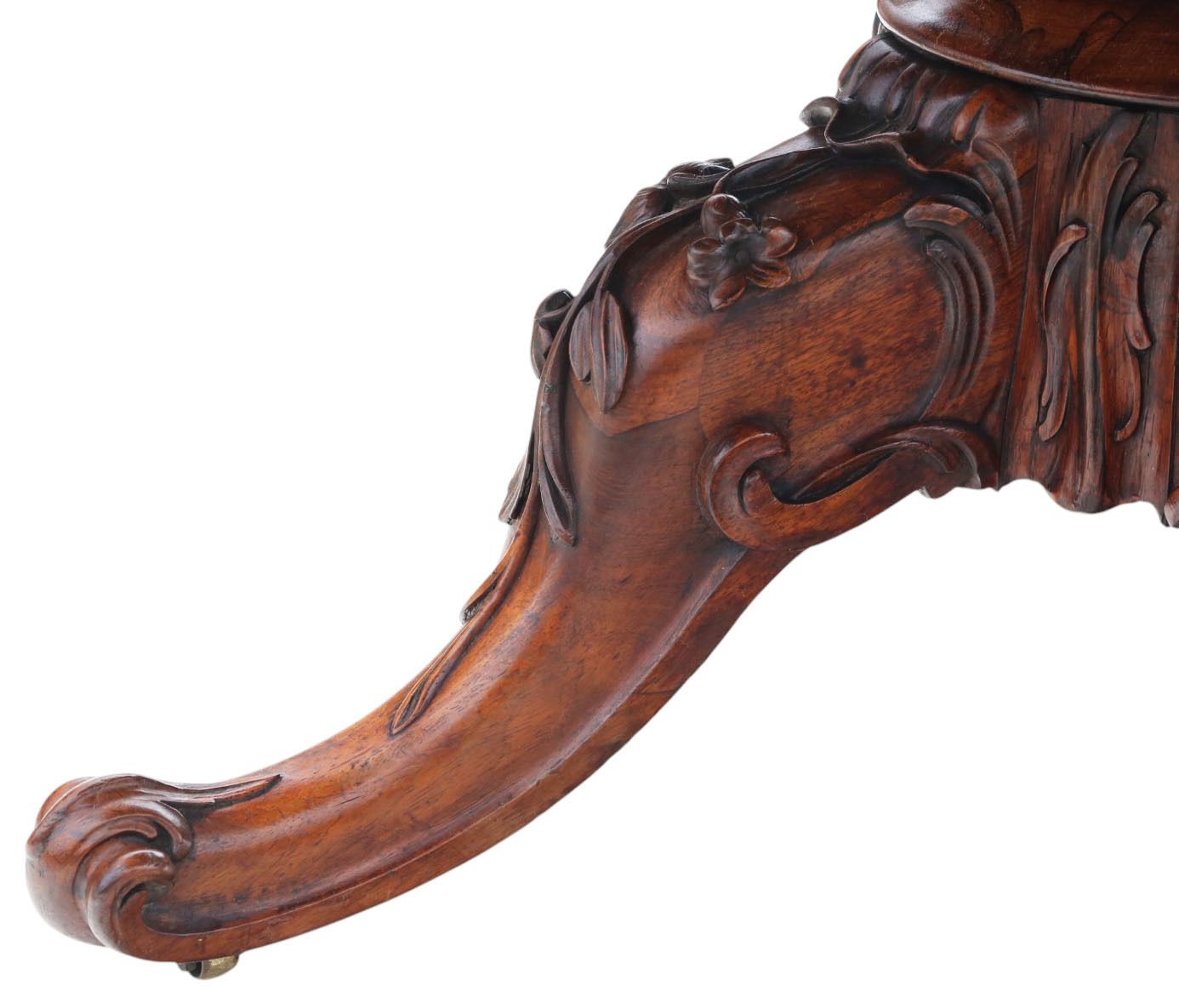 Antique 19th Century Victorian Rosewood Serpentine Loo / Breakfast Dining Table – Fine Quality Large Tilt Top photo vinterior