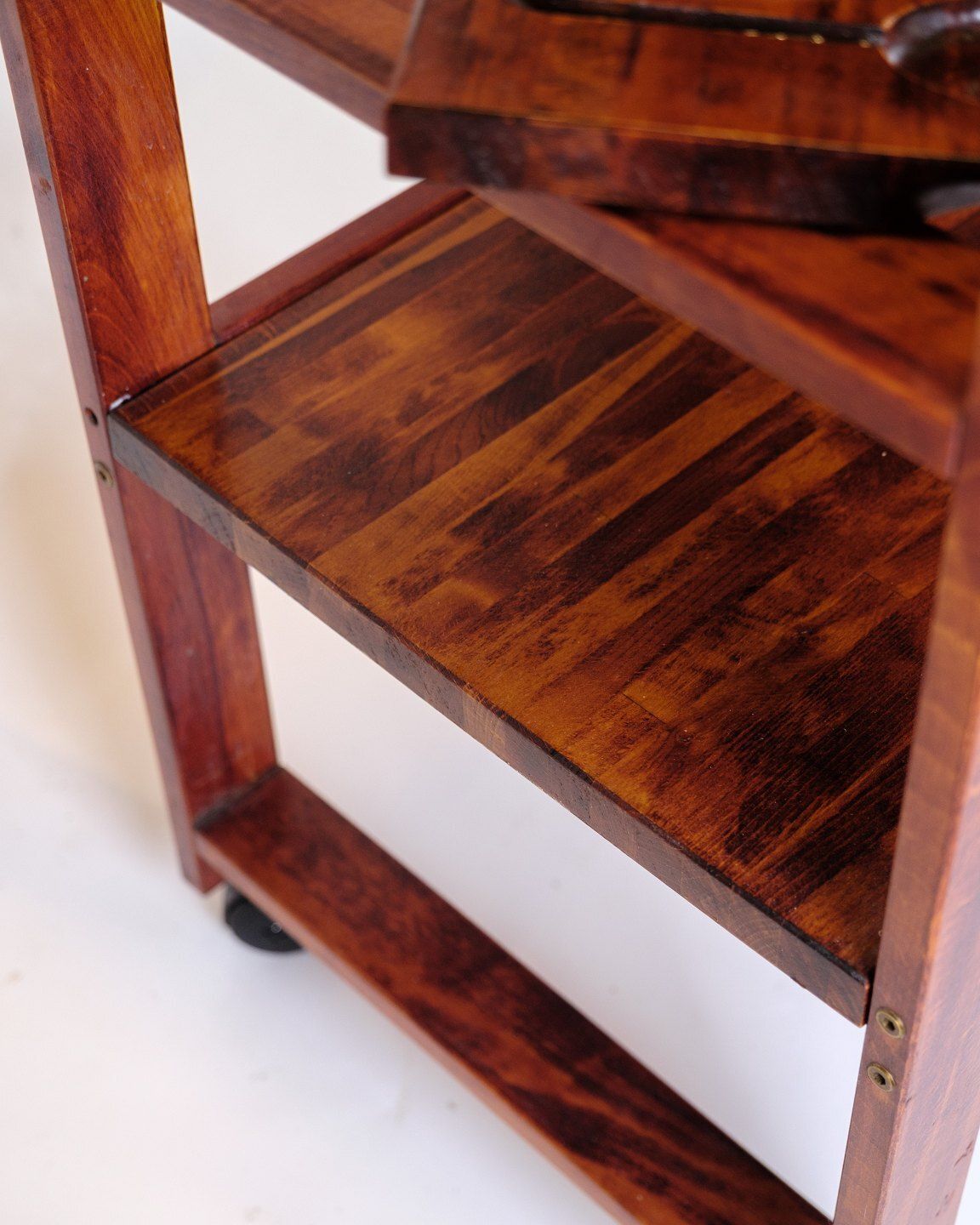 Serving Cart On Wheels   Dark Wood   Removable Cutting Board   Vintage Style photo vintage