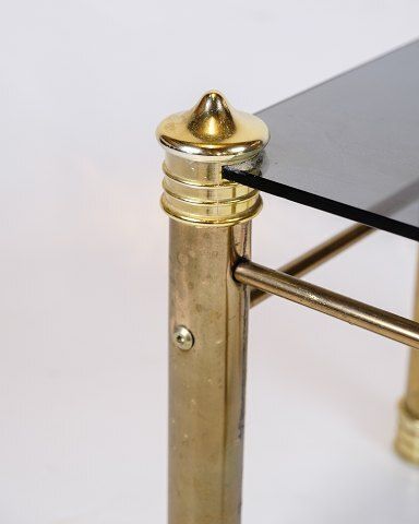 Set Of Two Bedside Tables   Brass Legs   Black Glass Top   Vintage Style   1970s photo 565.0
