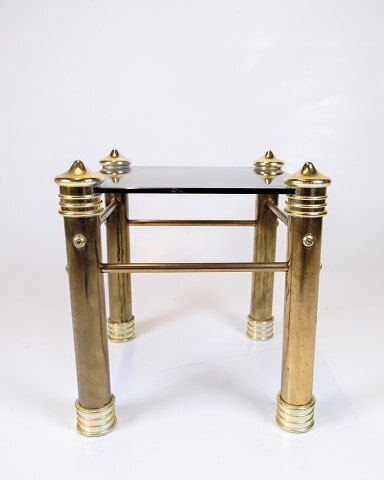 Set Of Two Bedside Tables   Brass Legs   Black Glass Top   Vintage Style   1970s photo buy
