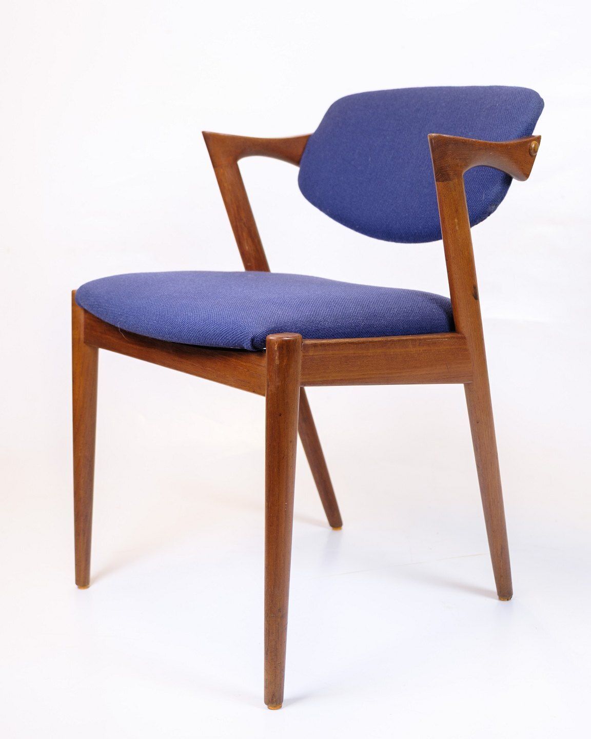 Set Of Six Dining Chairs   Model 42   Teak & Blue Fabric   Kai Kristiansen   Schou Andersen   1960s photo for sale