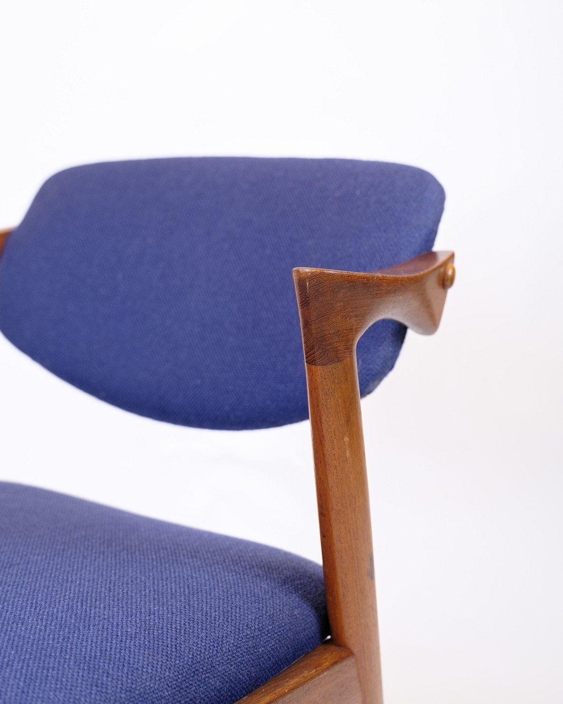 Set Of Six Dining Chairs   Model 42   Teak & Blue Fabric   Kai Kristiansen   Schou Andersen   1960s photo vinterior