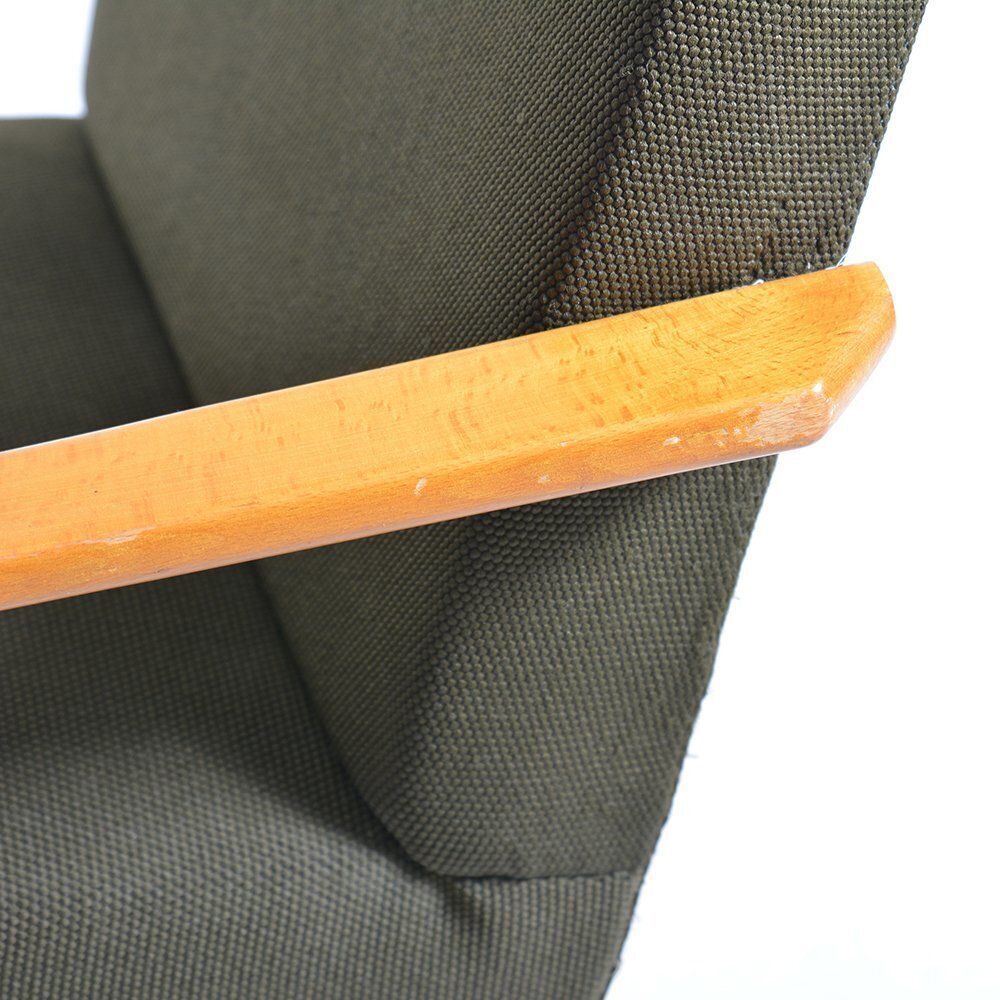 Mid Century Amrchair In Green Fabric & Beech Wood By Jitona, Czechoslovakia 1960s photo buy