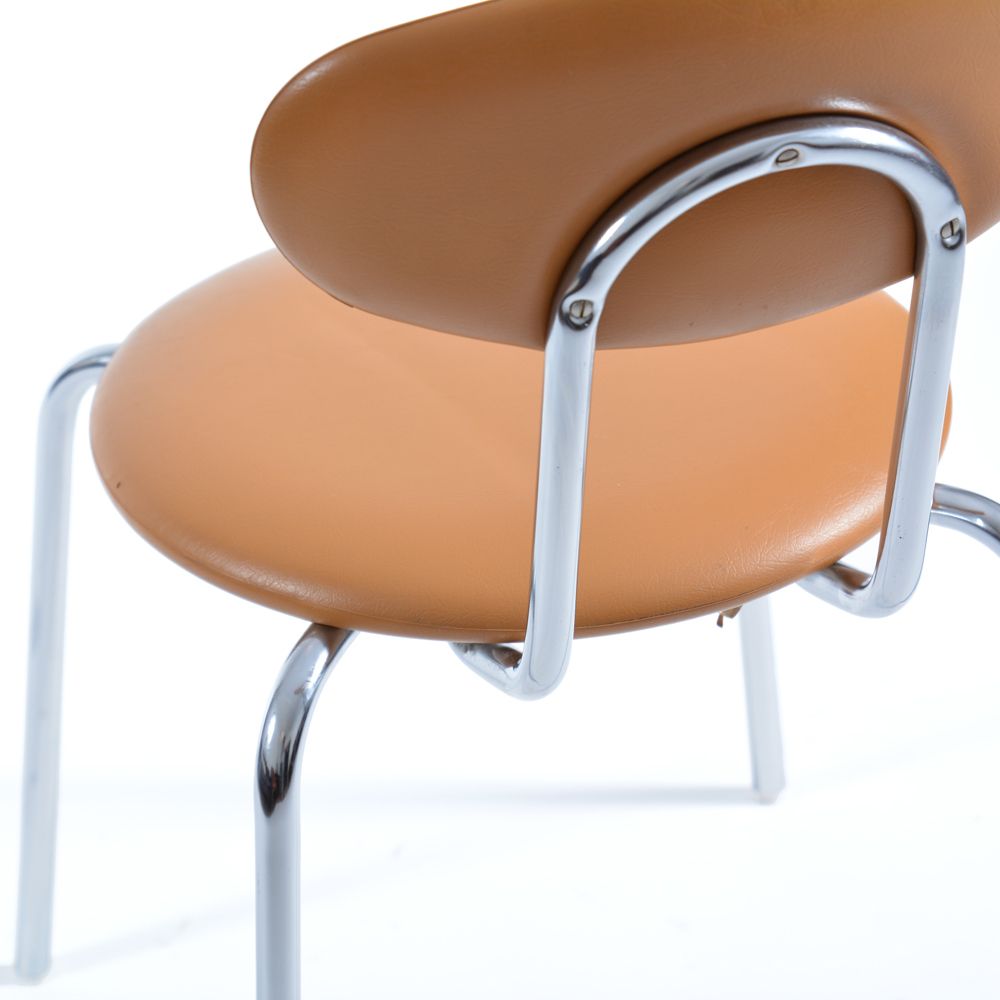 Midcentury Chair By Kovona In Faux Leather And Chrome, Czechoslovakia 1970s photo vintage