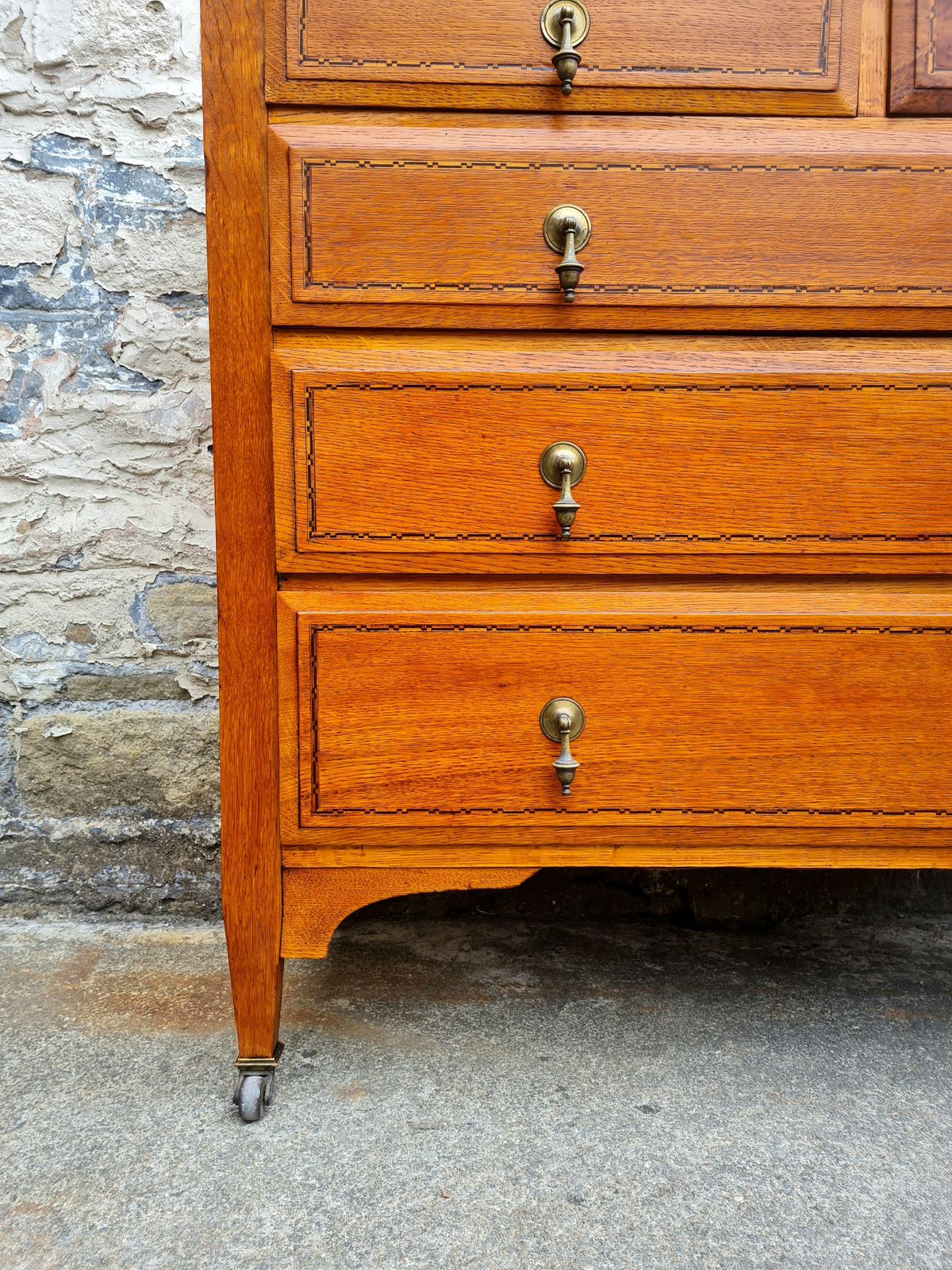 Vintage Oak Chest Of Drawers, 1930s Large Five Drawer Large Chest Highly Detailed photo 395.0