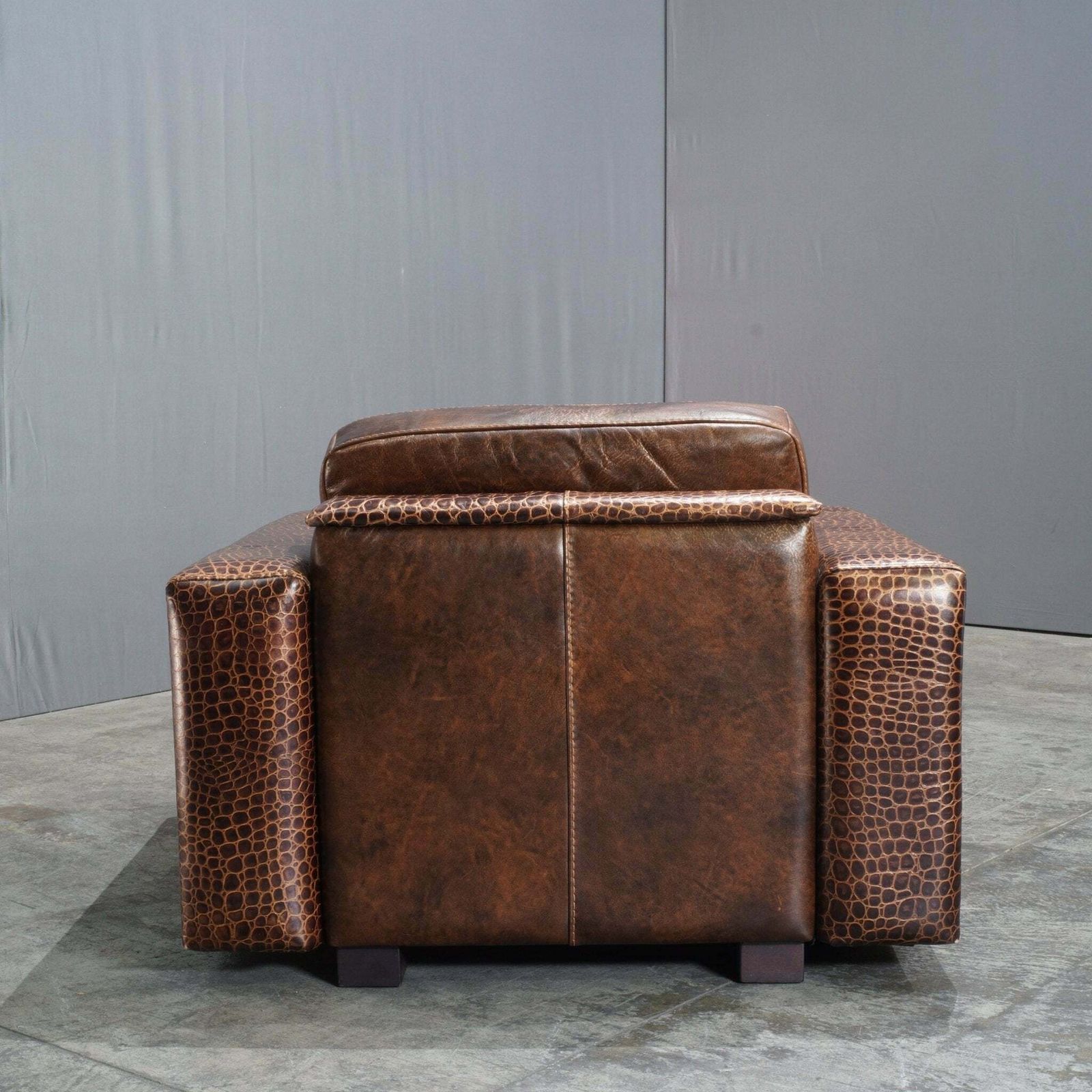 Gamma Arredamenti Brown Crocodile Leather Kelly Armchair photo vinterior