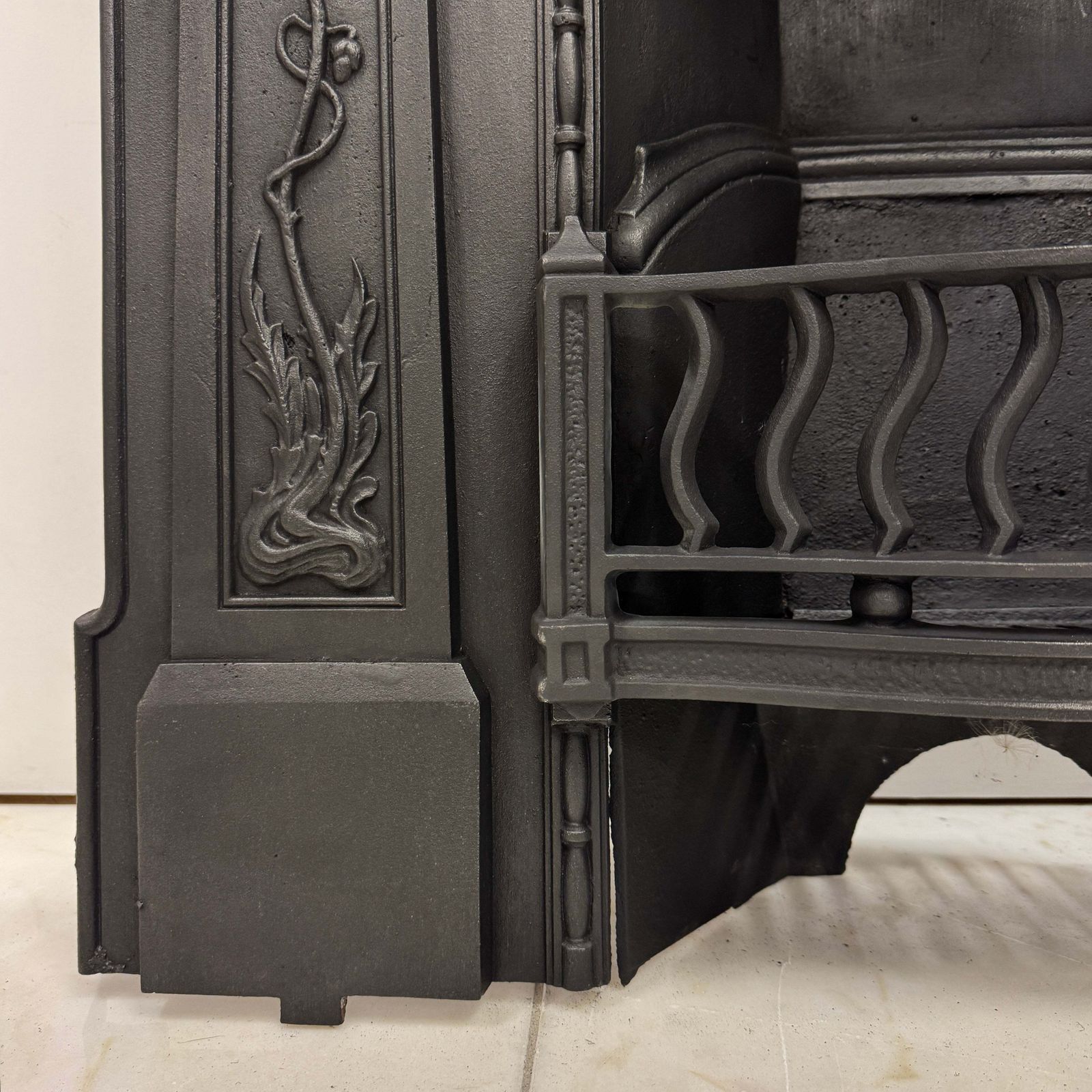 Antique Art Nouveau Cast Iron Combination Fireplace photo vintage