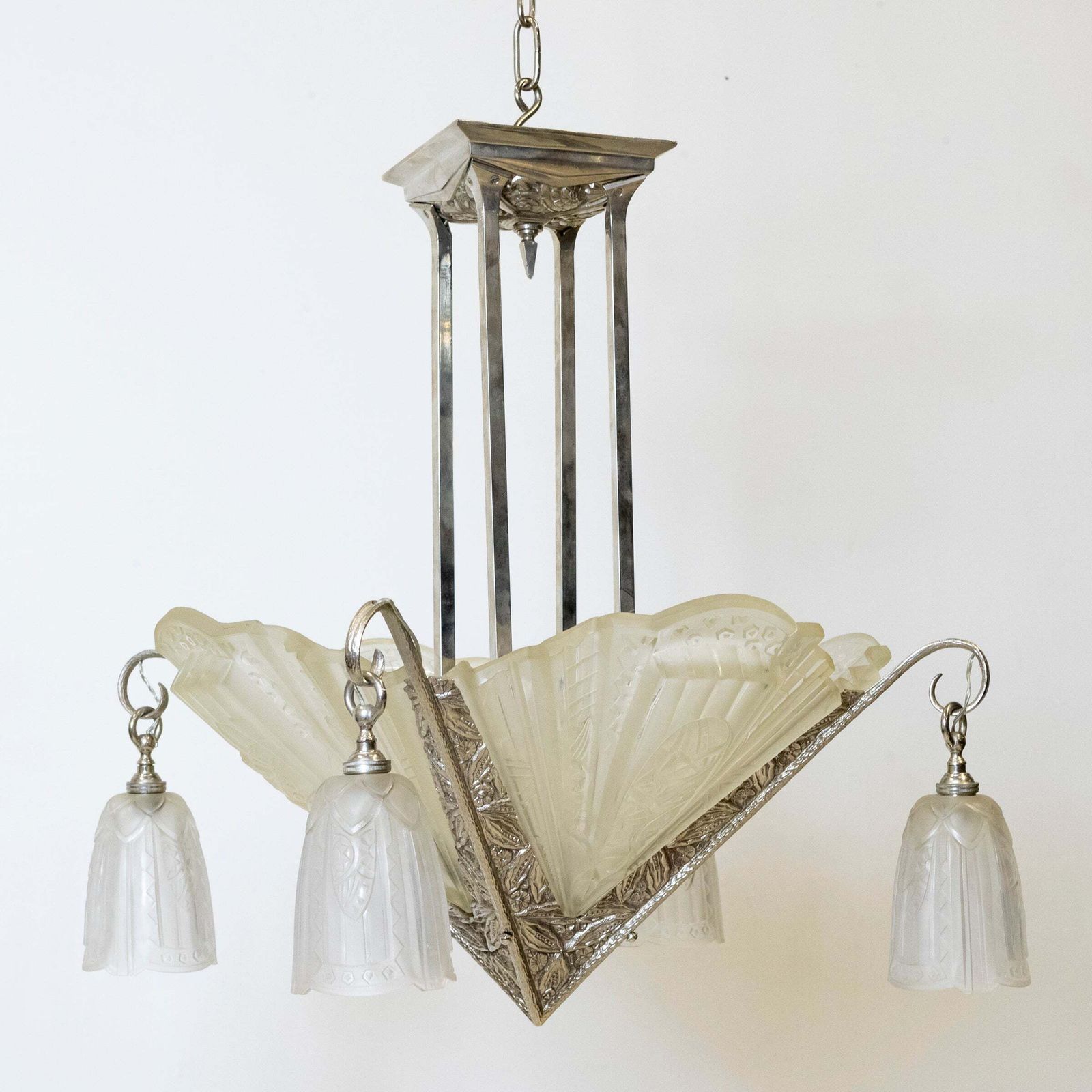 Antique French Art Deco Célestin Jamain Glass Chandelier | Frontisi photo 5000.0