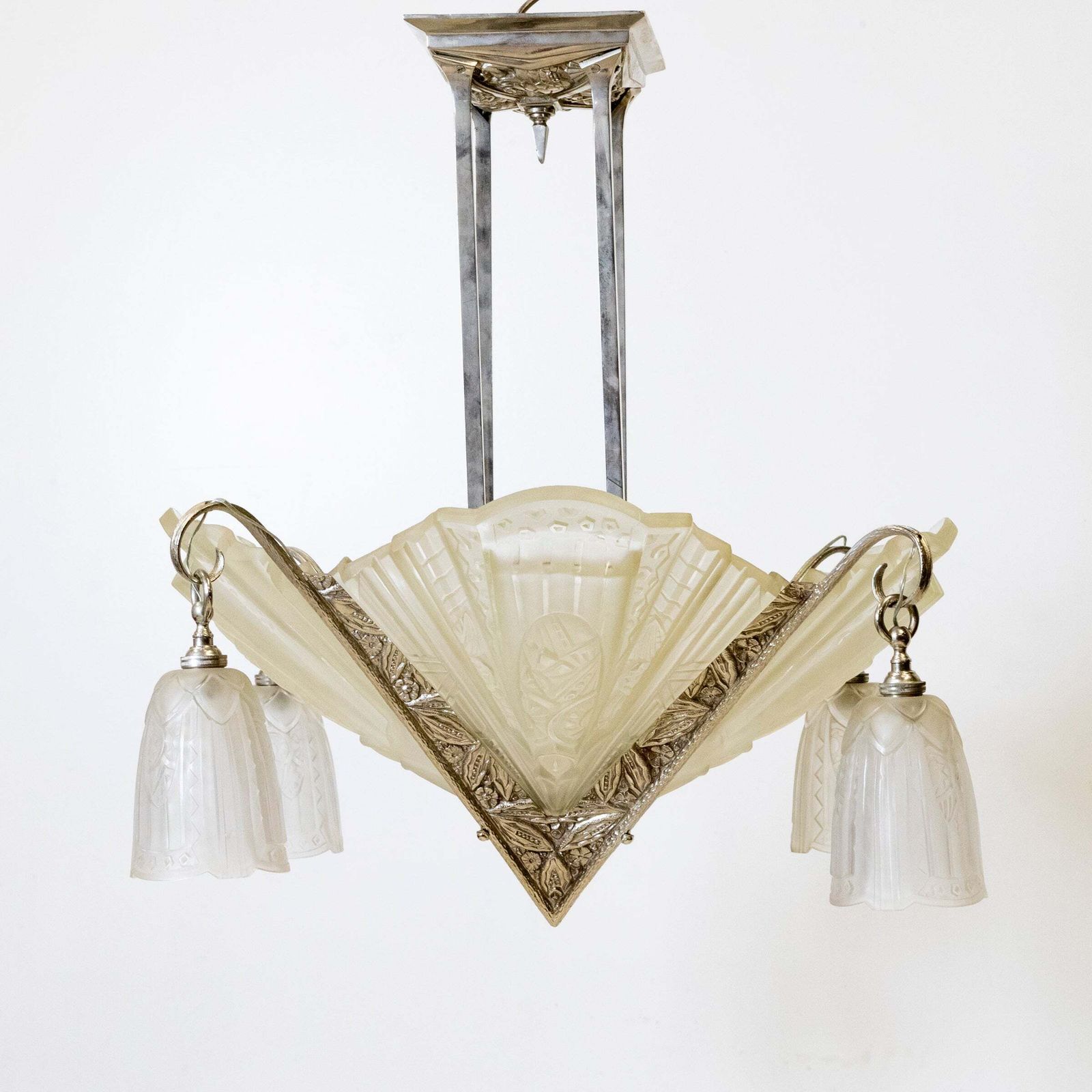 photo furniture Antique French Art Deco Célestin Jamain Glass Chandelier | Frontisi