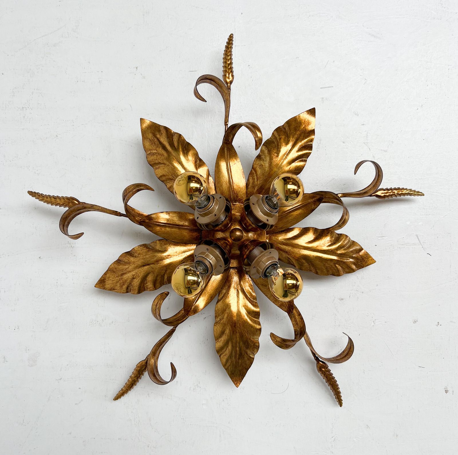 photo vinterior Gold Plated Xl Ceiling Lamp Or Wall Lamp From Italy, 1970s