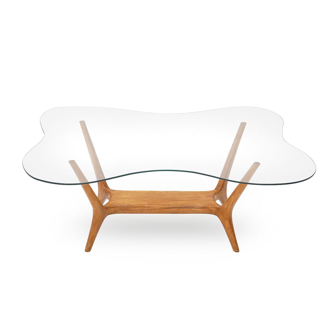 Italian Coffee Table In Wood And Glass, 1950s photo vinterior