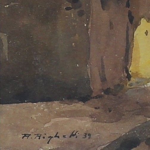 Watercolour By Renato Righetti.  Arche Dans La Vieux Nice photo for sale