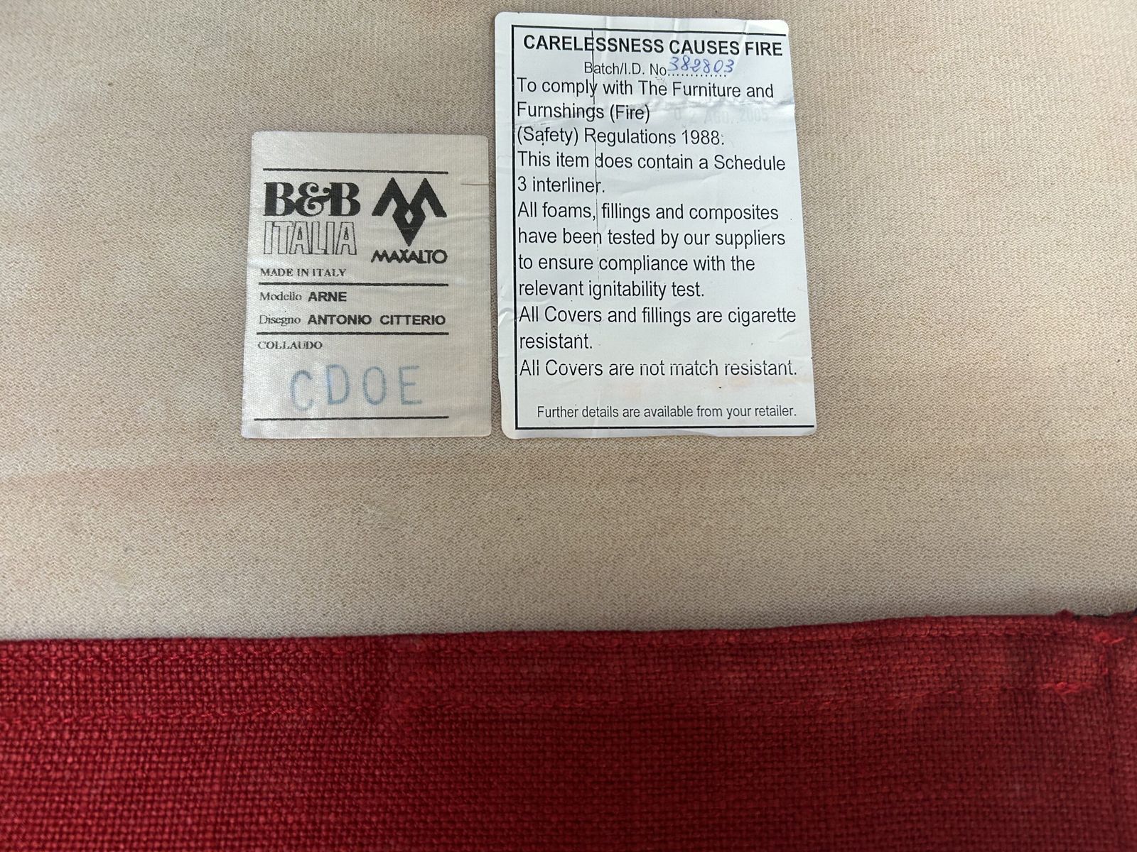 photo buy B&B Italia “Arne” 6 Seat L Shape Sofa – In Red Fabric