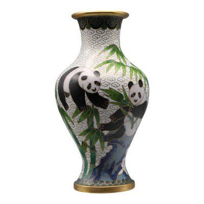 Vintage Cloisonné Chinese Enamel Panda Vase, 1960s