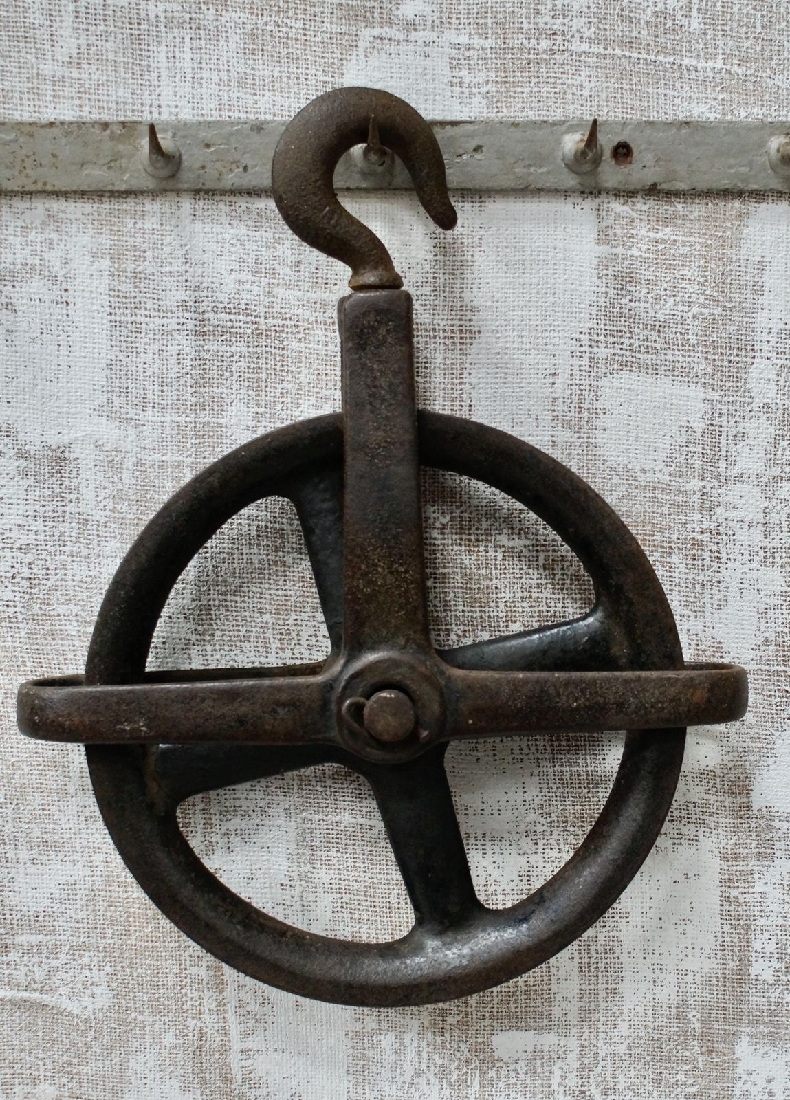 Antique Cast Iron Pulley Wheel photo for sale