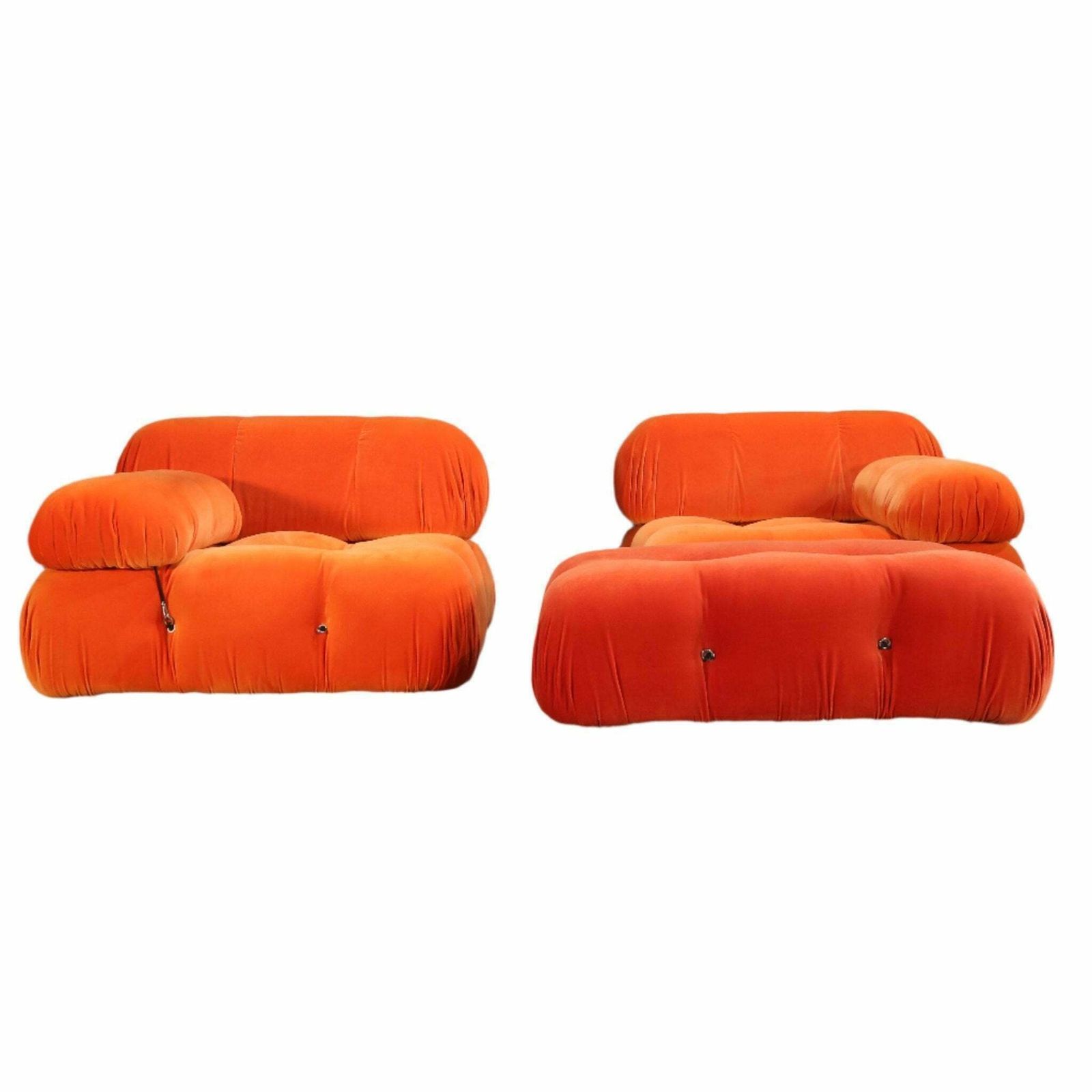 B&B Italia Orange Velvet Camaleonda Sofa By Mario Bellini photo for sale