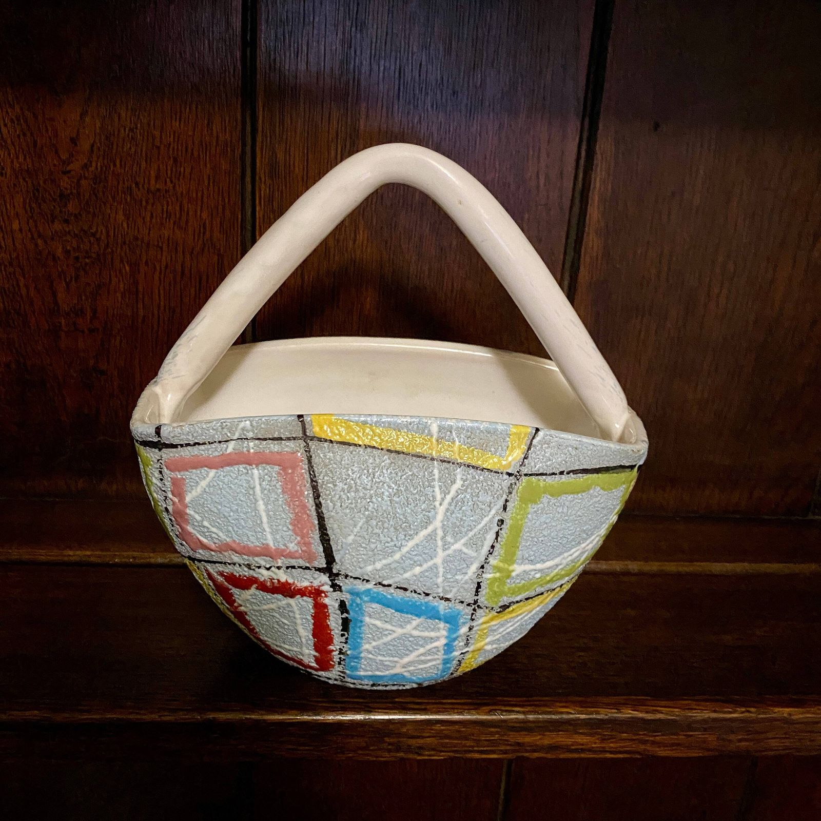 Very Rare Chic 1950s/1960s Fratelli Fanciullacci Italian Ceramic Basket With Textured Finish photo for sale