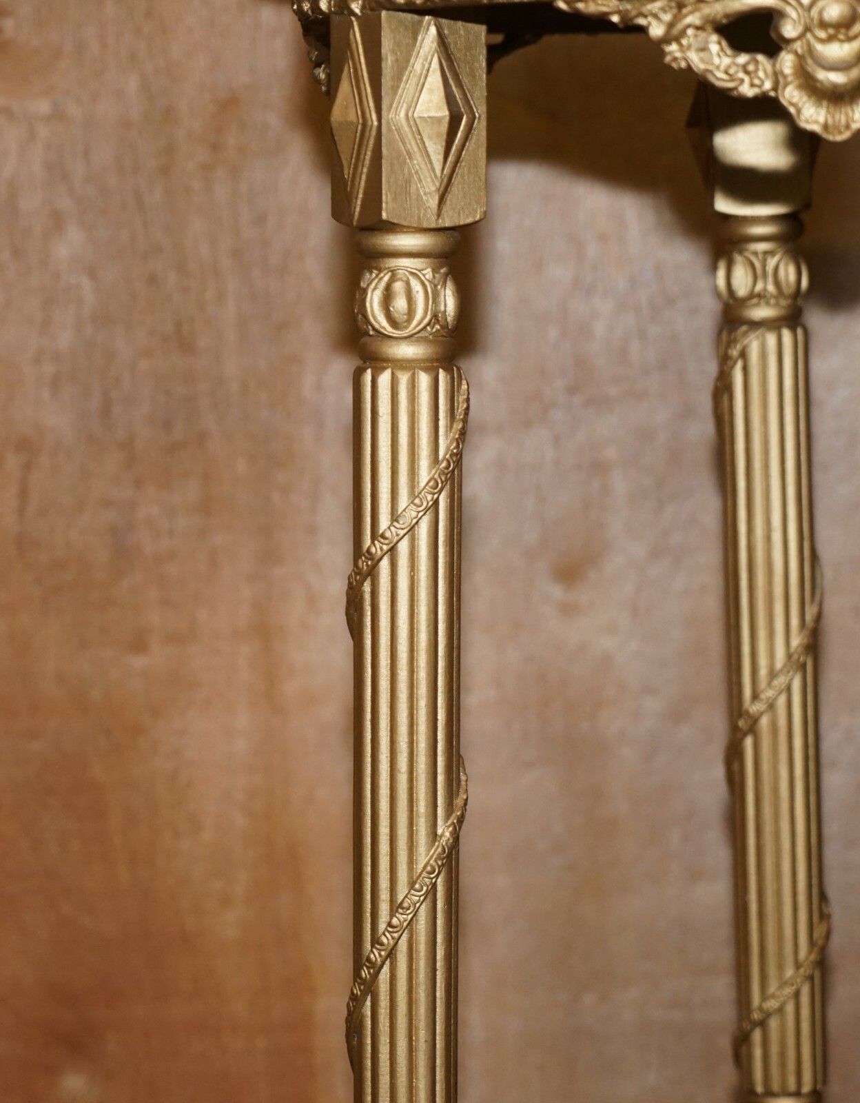 Pair Of Antique Giltwood Marble Topped Jardiniere Plant Marble Bust Stands photo vintage