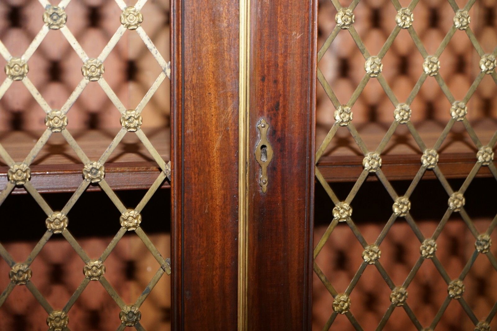 Rare 19th Century Mahogany Pierced Bronzed Door Bookcase With Chest Of Drawers photo buy