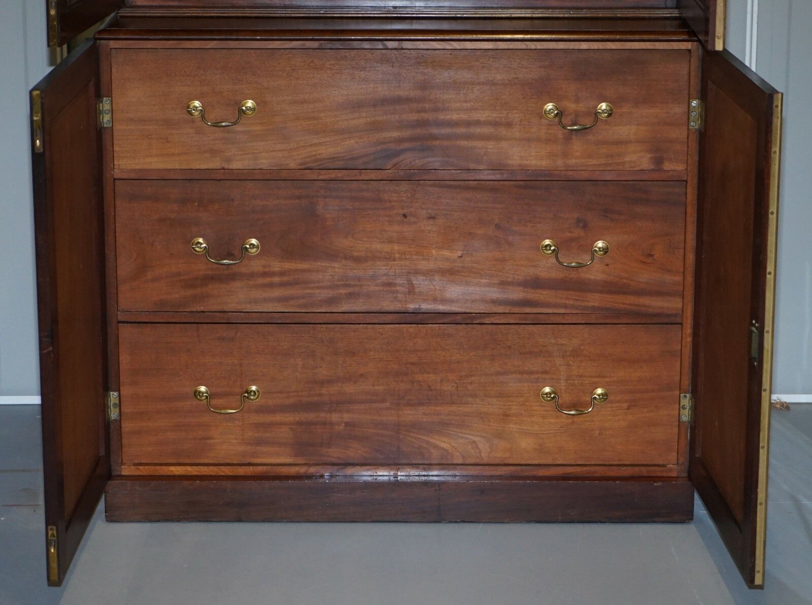 photo furniture Rare 19th Century Mahogany Pierced Bronzed Door Bookcase With Chest Of Drawers