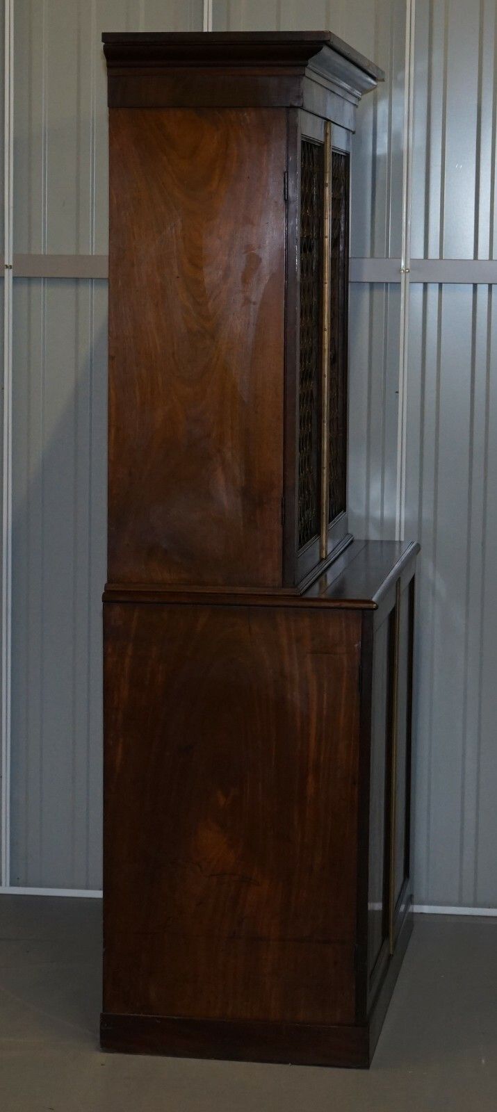 2850.0 Rare 19th Century Mahogany Pierced Bronzed Door Bookcase With Chest Of Drawers photo