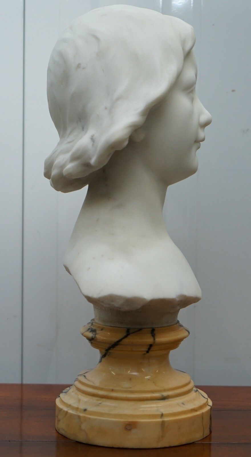 photo furniture Napoleon III French Solid Marble Bust, Signed By Sculptor Of A Beautiful Women