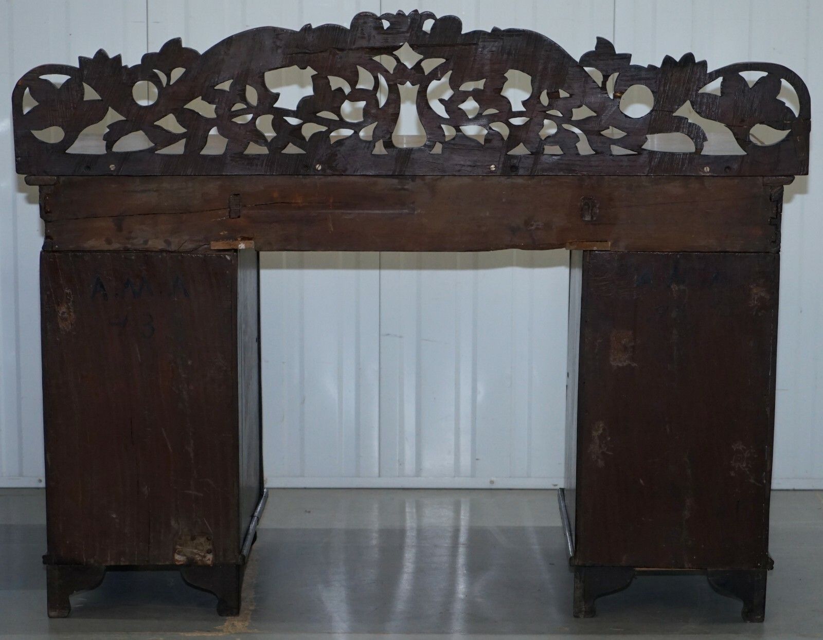 photo furniture Lovely Anglo Burmese 19th Century Hand Carved Sideboard With Drawers & Cupboards