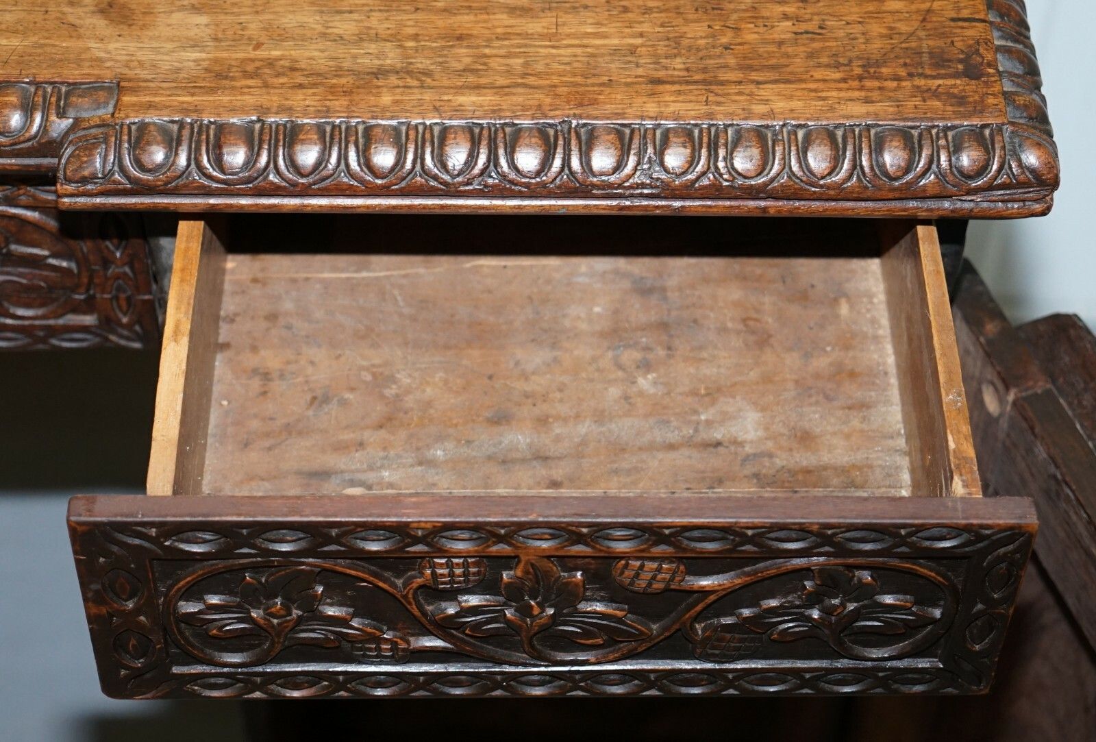 2850.0 Lovely Anglo Burmese 19th Century Hand Carved Sideboard With Drawers & Cupboards photo